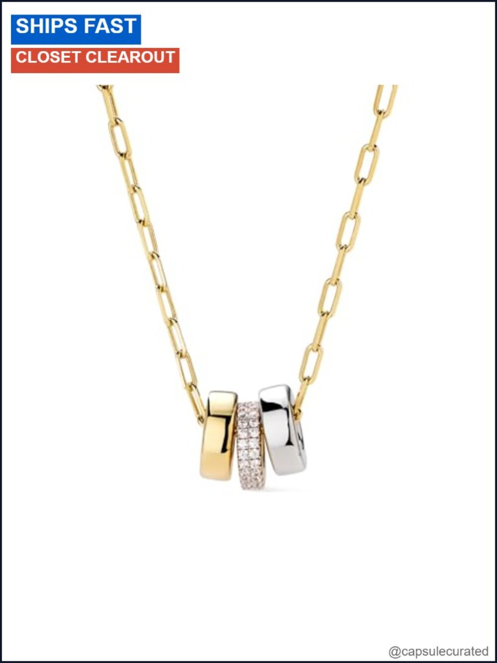 14K Gold Plated Cable Chain Pendant Necklace with Charms